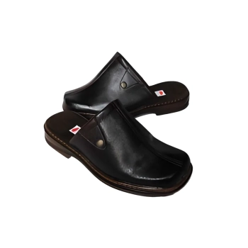 BnW Męskie klapki czarne skóra naturalna tęg.H